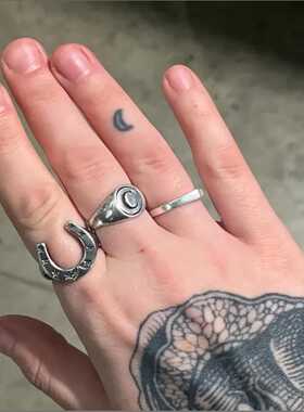 纯银星星马蹄对戒极简百搭厚重款