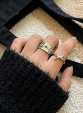 纯银朋克铆钉宽版可调对戒套戒款