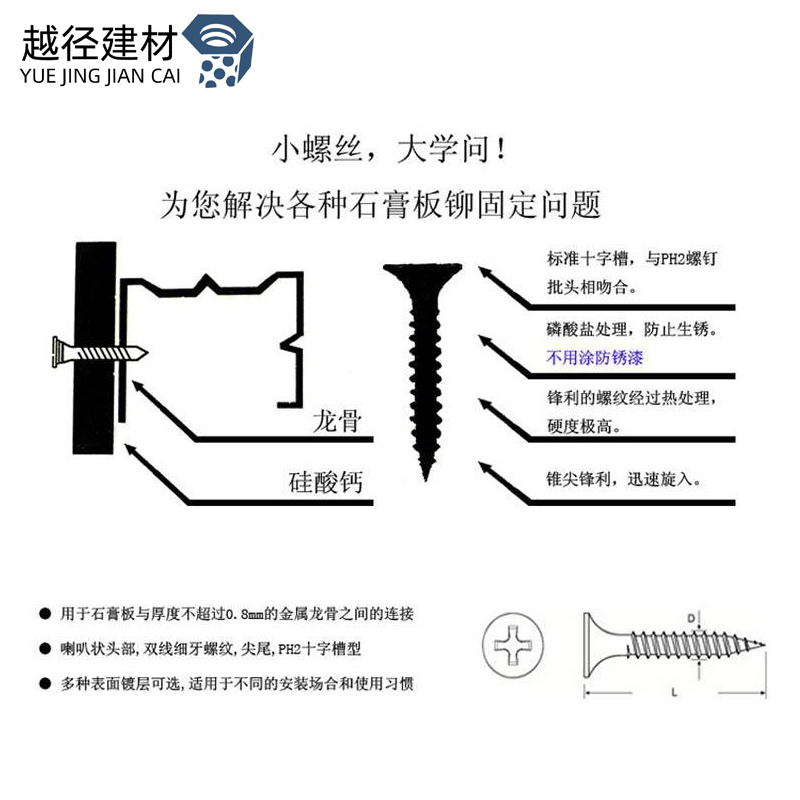 包邮干壁钉上海产 墙板十字沉头自攻钉 木螺钉木工钉 M3.5M4.2