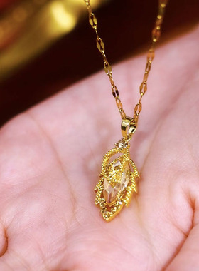 咖色锆石项链女轻奢小众高级感