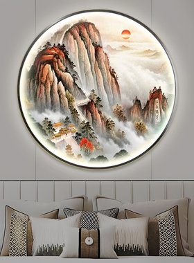 鸿运当头玄关装饰画灯画中古风