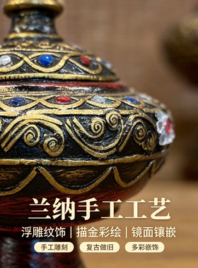 东南亚复古木质手工雕刻首饰盒