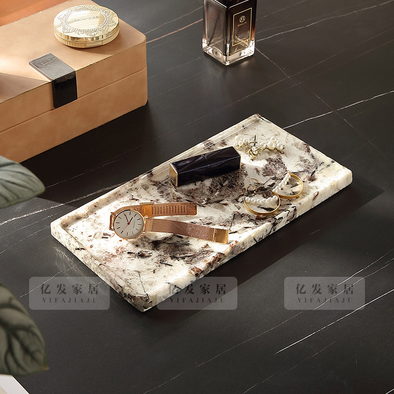 大理石收纳托盘浴室洗漱台样板间高级感桌面摆件托盘卫生间置物盘,淘宝优惠券,粉丝福利购,淘宝优惠卷