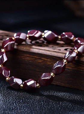 天然朱砂手串女款原矿石高纯度菱形转运珠手链男款本命年属蛇礼物