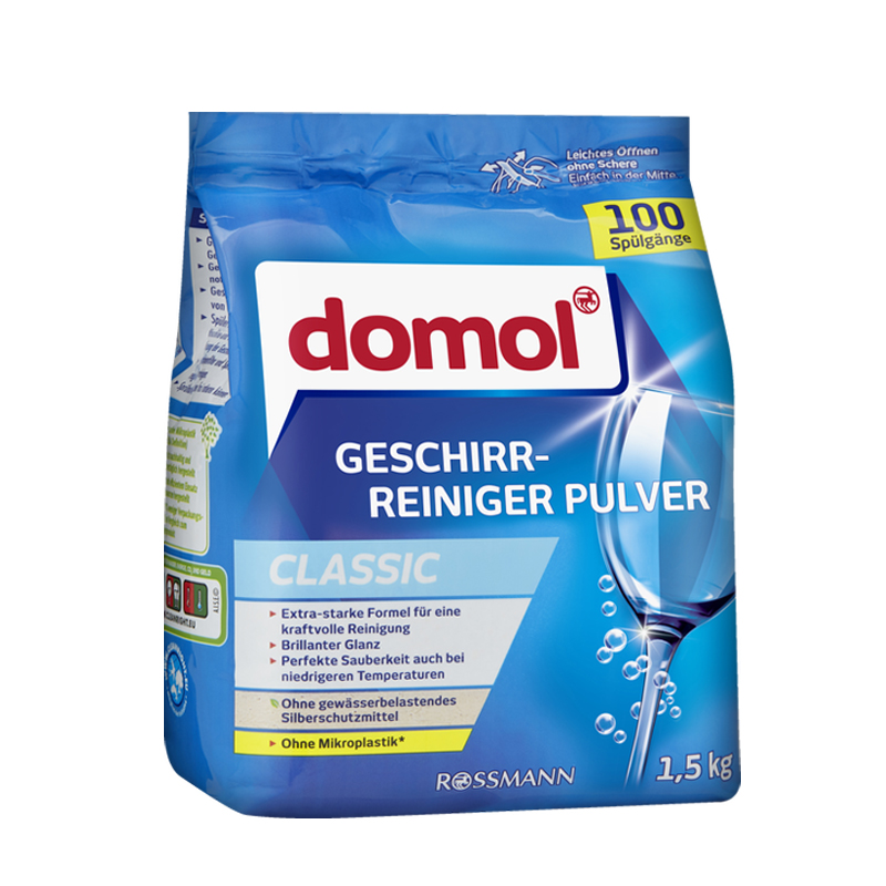 德国进口DOMOL洗碗机洗涤剂剂洗碗粉1.5KG洗碗机餐具清洁剂100次-图3