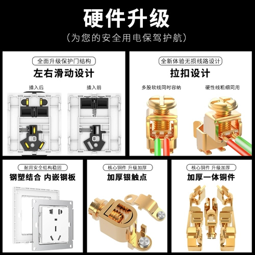 OU Ben Electric Gonggong Switch Wall стена 16A Кондиционирование воздуха Поли -контакт 86 тип серой открытый 5 Пять -дыра темные установки