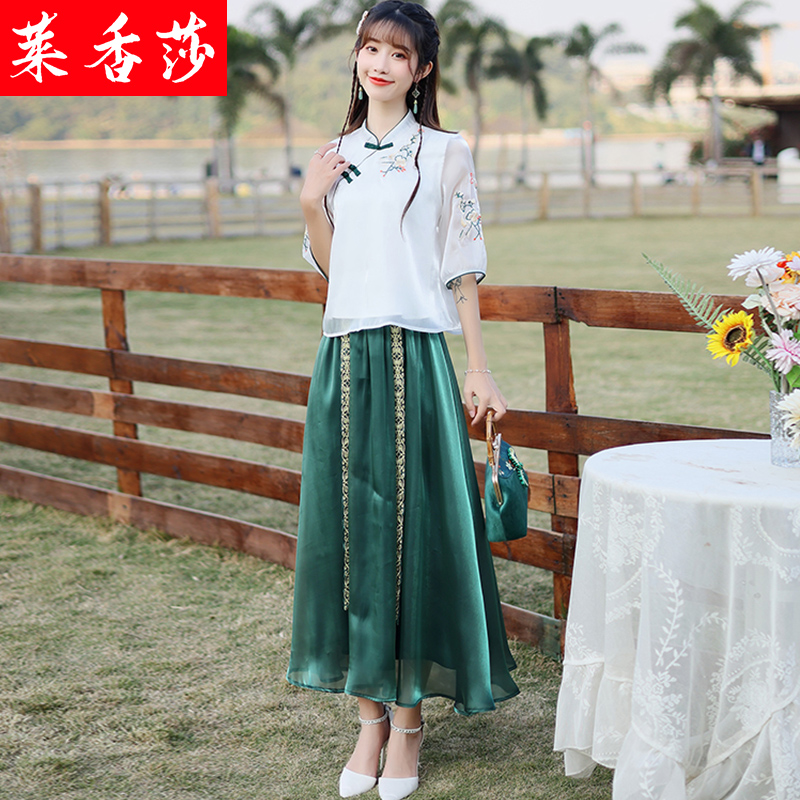 春夏中国风绣花茶服中式唐装汉服 莱香莎上衣