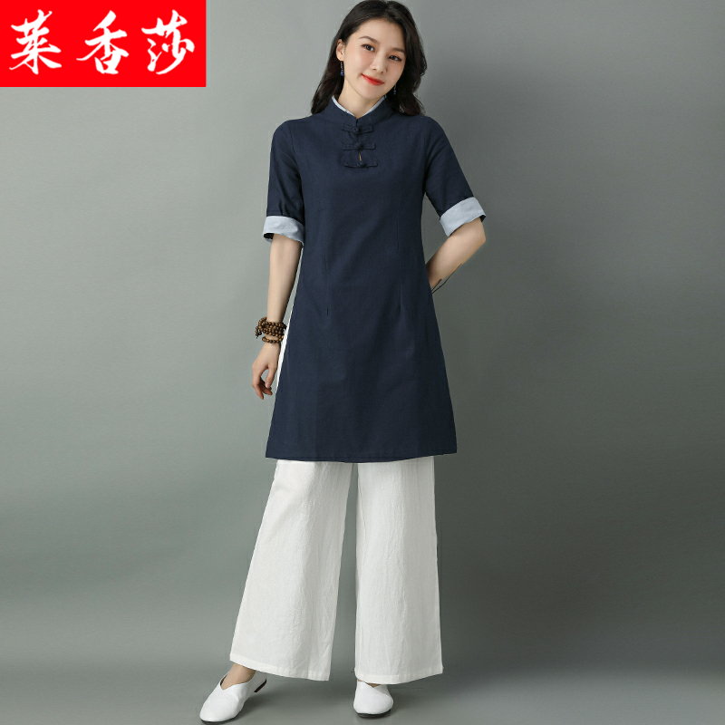 夏季中国风禅服棉麻禅意茶服旗袍 莱香莎上衣