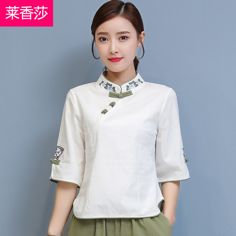 禅修居士服瑜伽服复古唐装棉麻汉服 莱香莎上衣