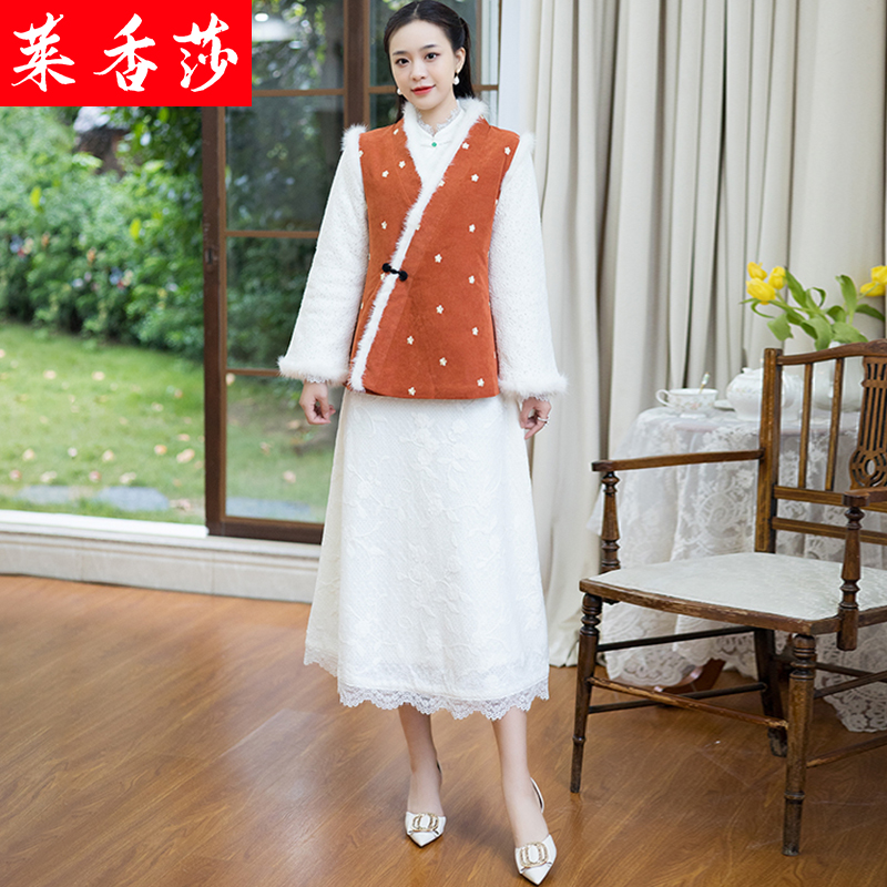 秋冬装汉服女中国风改良唐装棉服中式盘扣交领汉服上衣旗袍小棉袄-图3