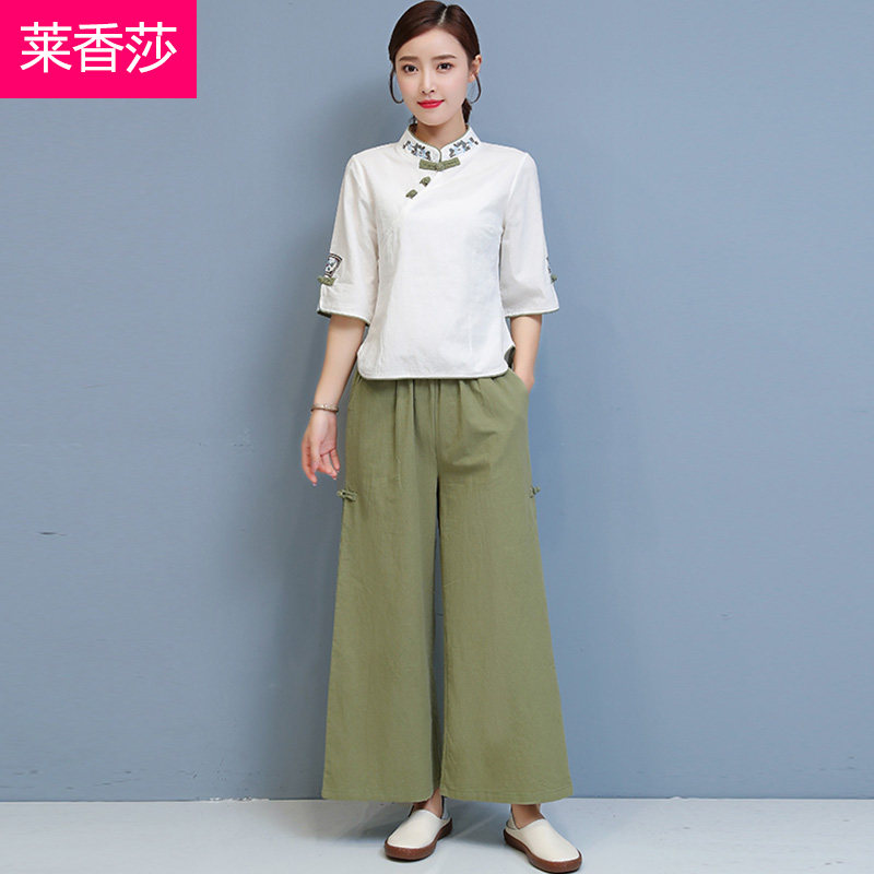 禅修居士服瑜伽服复古唐装棉麻汉服 莱香莎上衣