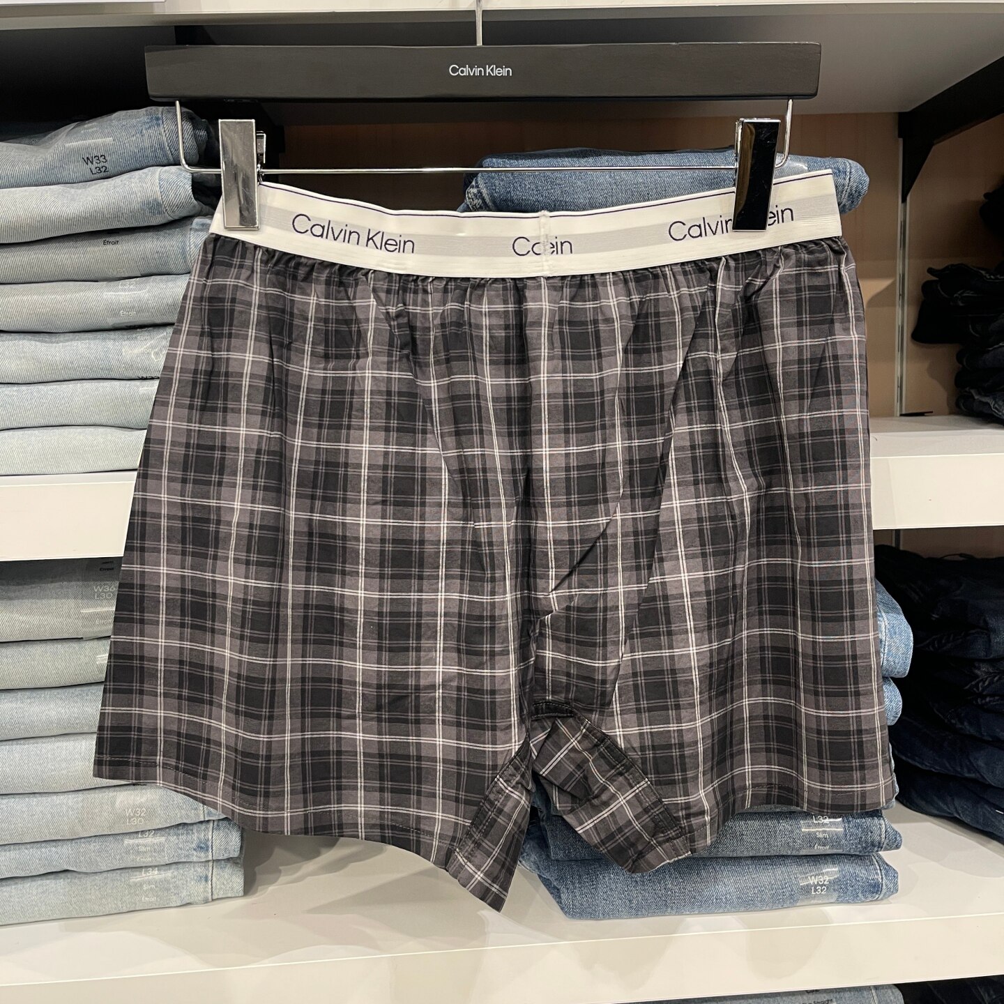 CK Calvin Klein 男士休闲撞色格子透气舒适四角内裤阿罗裤 1条装,淘宝优惠券,粉丝福利购,淘宝优惠卷