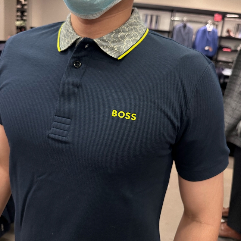 Hugo Boss 男士夏季新款休闲时尚透气舒适撞色领子修身短袖POLO衫