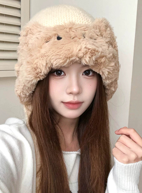 韩系甜美猫耳雷锋帽子女冬季保暖