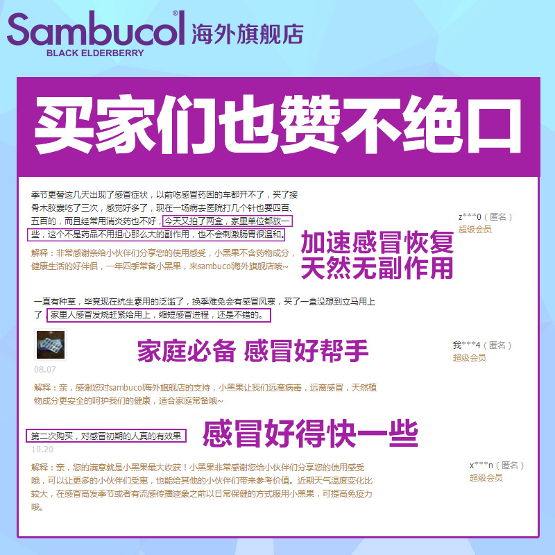 澳洲Sambucol黑接骨木莓小黑果维生素VC锌成人免疫力保健胶囊24粒-图1