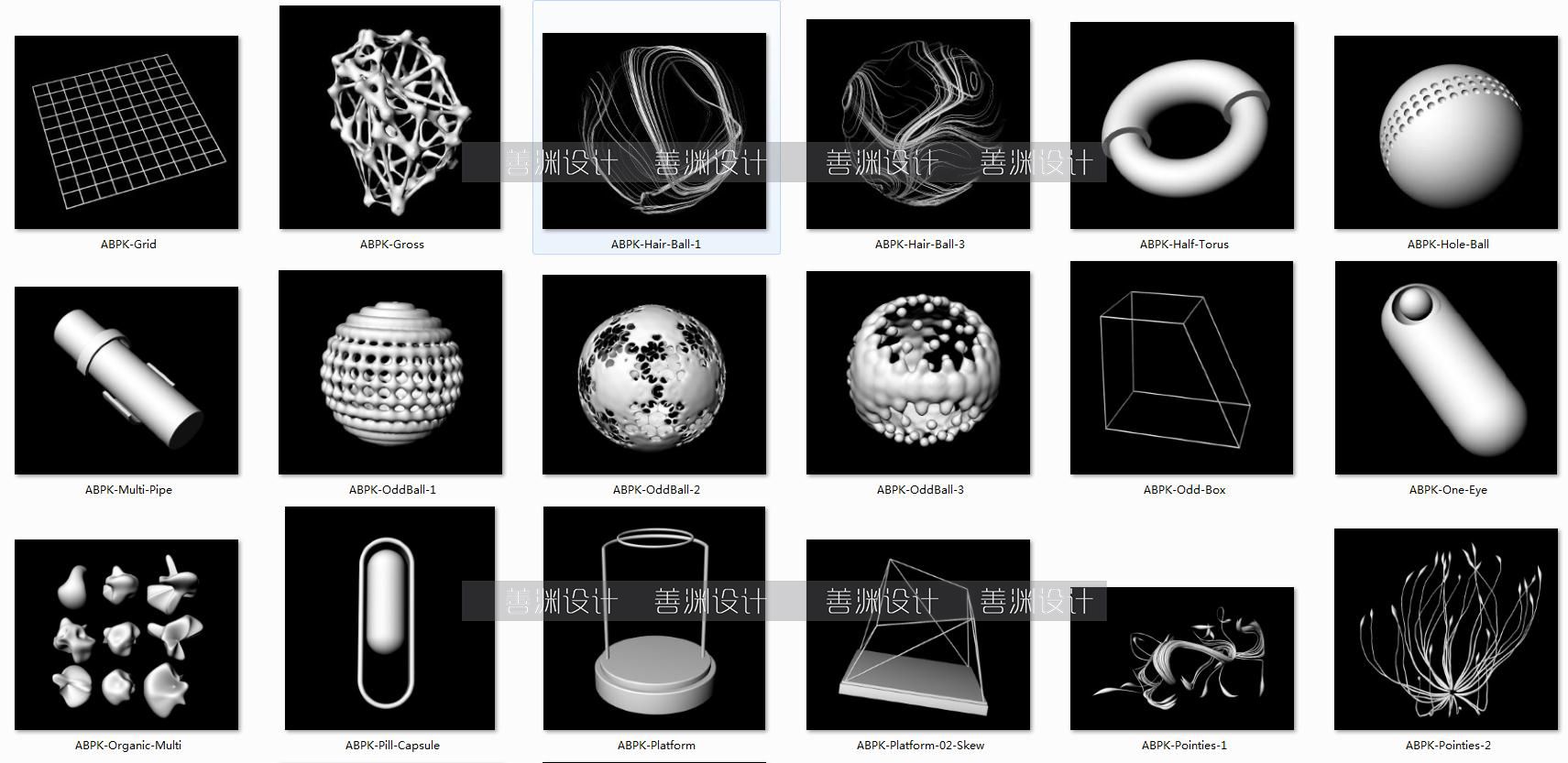 100个简约艺术几何抽象图形c4d犀牛/OBJ/3ds/3dmax/3ds/maya/fbx-图1