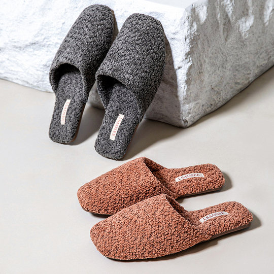 Pantuflas de algodón con tacto de terciopelo premium cálido y cálido de terciopelo Teddy Loop