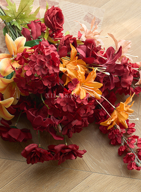 喜莱卡仿真花假花花束摆设客厅餐桌花插花摆件拍摄道具绢花装饰品