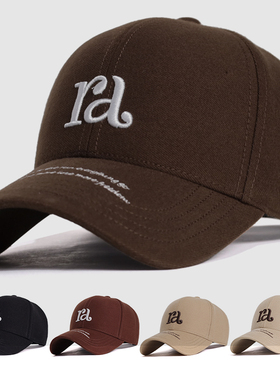 适合圆脸新款硬顶帽子男女款冬时尚百搭棒球帽潮深顶字母鸭11219e