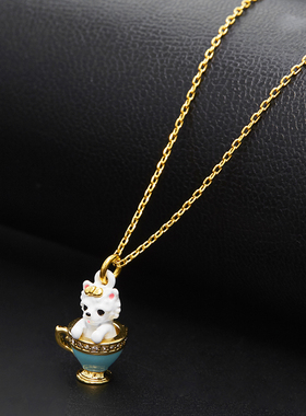 珐琅釉时尚可爱立体女白色项链