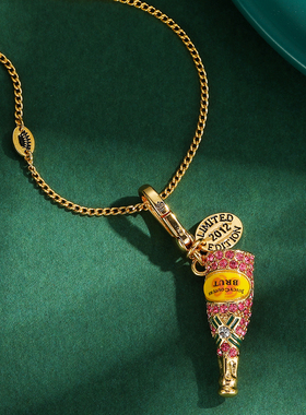 立体时尚镶钻酒瓶子吊坠项链