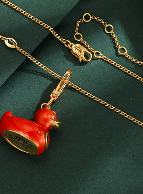 立体珐琅彩釉红绿小鸭子吊坠项链