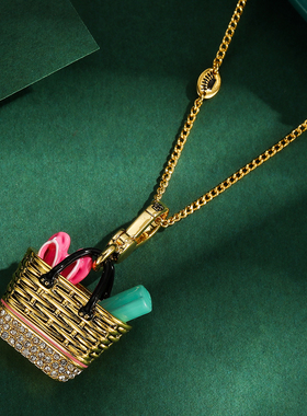 时尚设计感气质珐琅釉拖鞋瑜伽垫洗漱篮子吊坠项链手提篮挂坠饰品