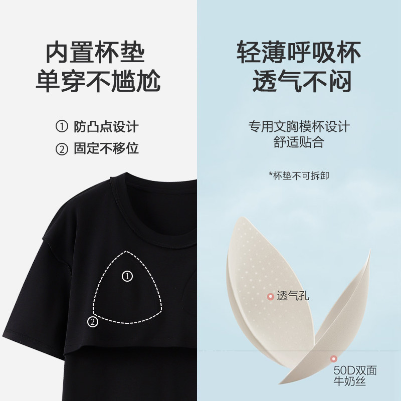 浪莎2025年新款带胸垫睡裙女夏季薄款纯棉睡衣短袖连衣裙免穿文胸,淘宝优惠券,粉丝福利购,淘宝优惠卷