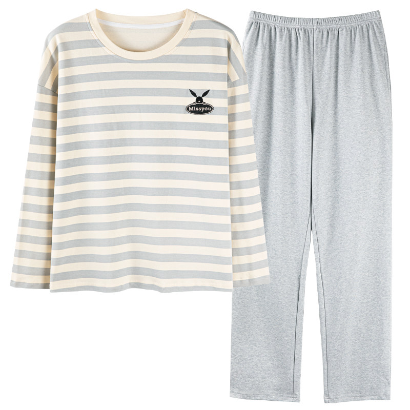 浪莎情侣睡衣纯棉长袖春秋款可外穿情侣装男女条纹全棉家居服套装,淘宝优惠券,粉丝福利购,淘宝优惠卷