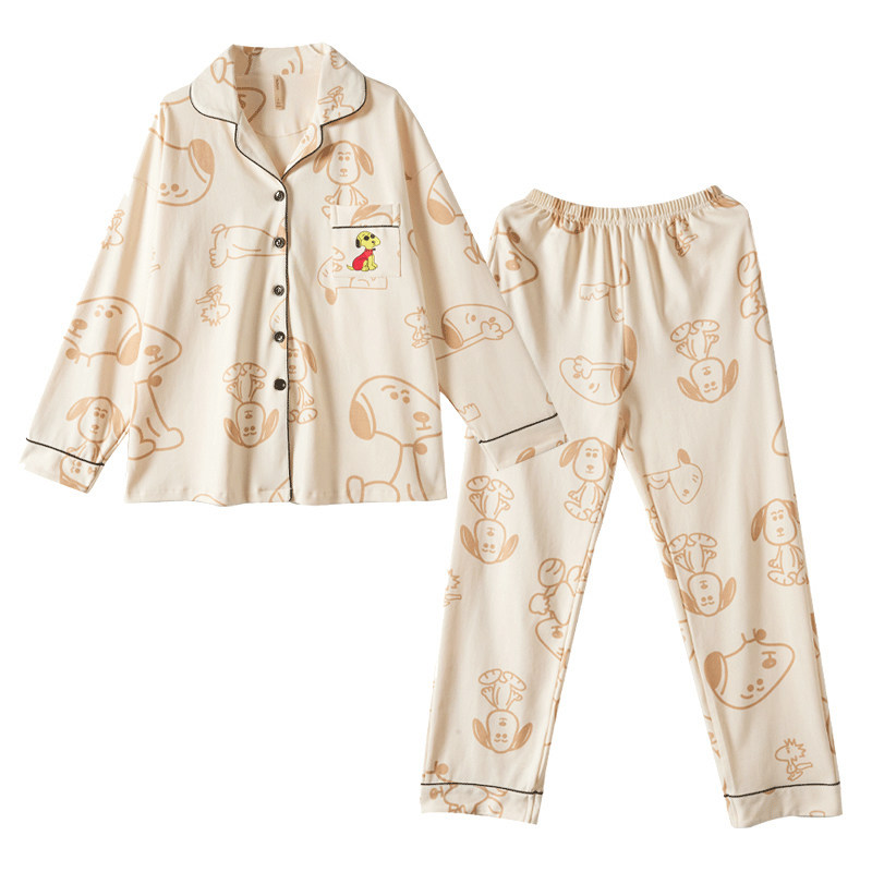 浪莎情侣睡衣男女春秋款纯棉卡通简约韩版开衫休闲长袖家居服套装,淘宝优惠券,粉丝福利购,淘宝优惠卷