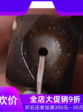 【陈年老珠】原矿西藏天珠老佛头 老矿风化天珠三通 diy手串配饰q