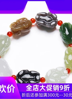 和田玉多宝生肖猪手串玉石玉器男款小猪手链手饰品含证书dcl