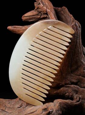 新疆天然和田玉俏色玉梳 一梳百顺 如意梳子尺寸102×60×6.5m hh