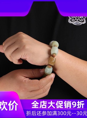 和田玉多宝手串男款花雕桶珠玉石手链路路通玉石串珠附证书mzr