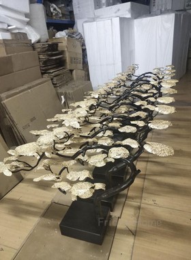 铁装饰新中式玄关迎客松摆件定制