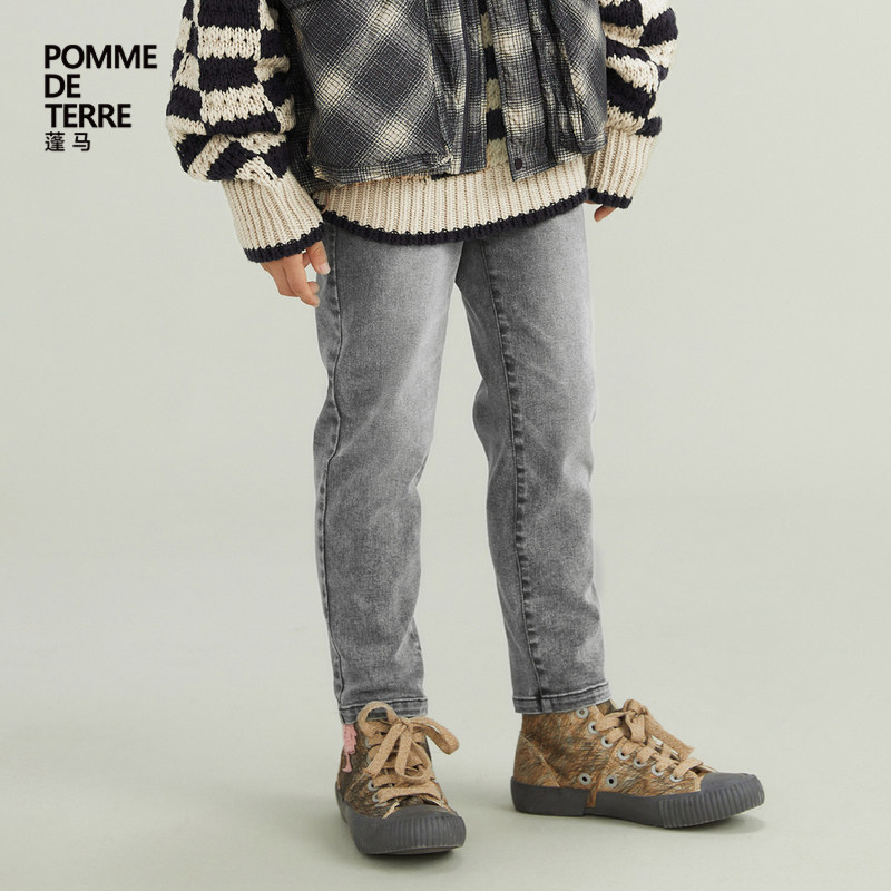 蓬马大童牛仔长裤子做旧棉质舒适修身秋装男女儿童pomme de terre,淘宝优惠券,粉丝福利购,淘宝优惠卷