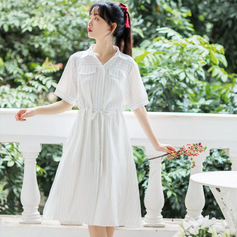 女夏设计感小众收腰显瘦气质衬衫裙 姿态玫瑰连衣裙