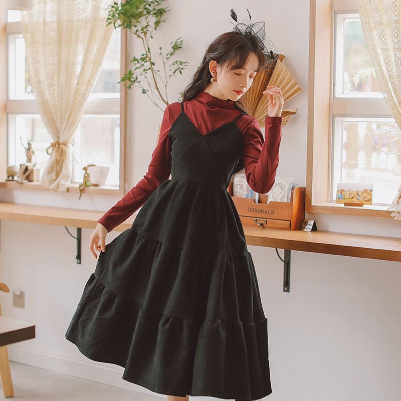 秋冬2020年新款套装裙显瘦仙女裙子 姿态玫瑰连衣裙