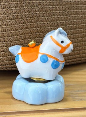 马上有钱办公室解压治愈景德镇陶瓷转转小马创意桌面摆件新年礼物