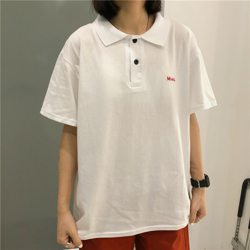 cec超火ins潮港风宽松2019 polo衫 红续T恤