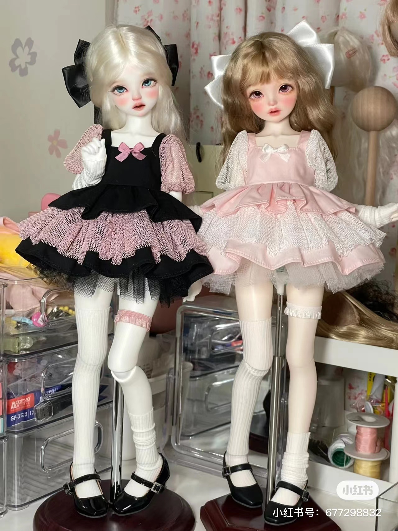 现货复古方头小高跟 BJD 1/4熊妹 MSD兔豆豆 SOOM VOLKS-图1