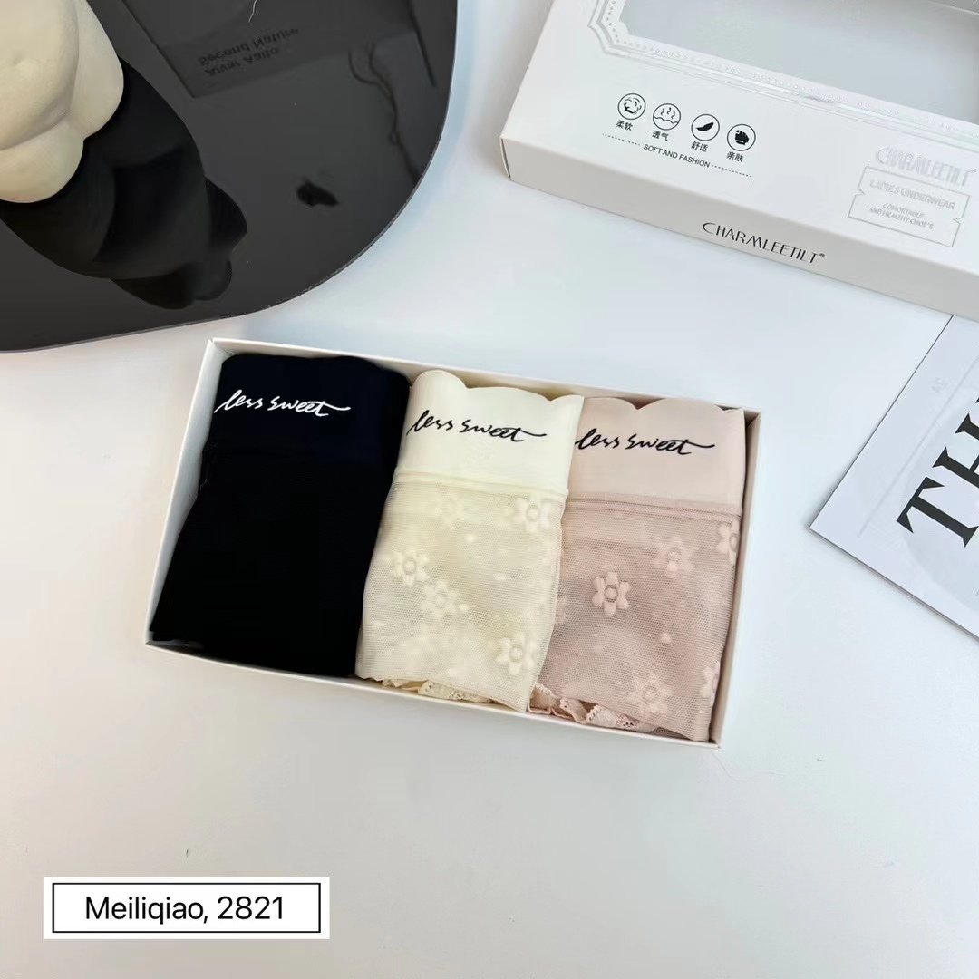 新款3条装 魅丽翘蕾丝内裤性感透明网纱高腰纯棉裆女士三角裤短裤,淘宝优惠券,粉丝福利购,淘宝优惠卷