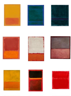 现代极简壁画抽象色块装饰画罗斯科客厅彩色挂画纯色小众艺术海报