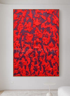 现代轻奢抽象红色艺术客厅背景墙装饰画大气高级感侘寂风蓝色挂画