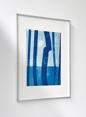 蓝湛简约现代客厅装饰画意式极简蓝色系沙发背景墙民宿高级感挂画