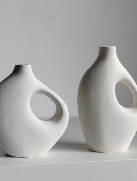 陶瓷花瓶套装白色陶瓷花瓶陶瓷花瓶摆件简约插花器家居跨境陶瓷