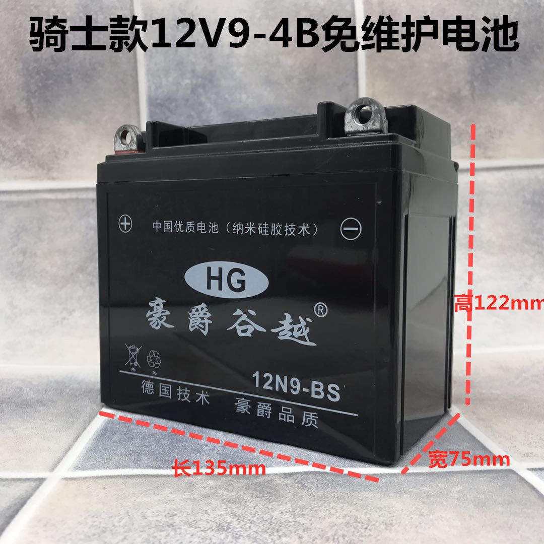 摩托车电瓶12v9a通用12N9L-BS125干电池钻豹铃木王钱江150-图3