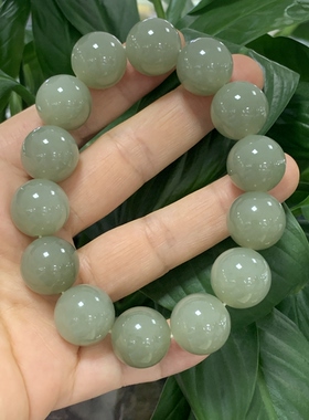 如意玉都-和田玉青白玉手串手链，珠子卡16，玉质细腻油润