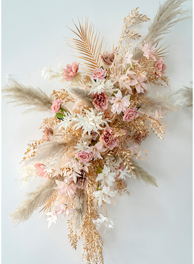 仿真假花芦苇干花香槟色花艺