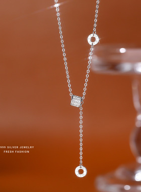S999纯银小蛮腰项链女流苏锁骨链
